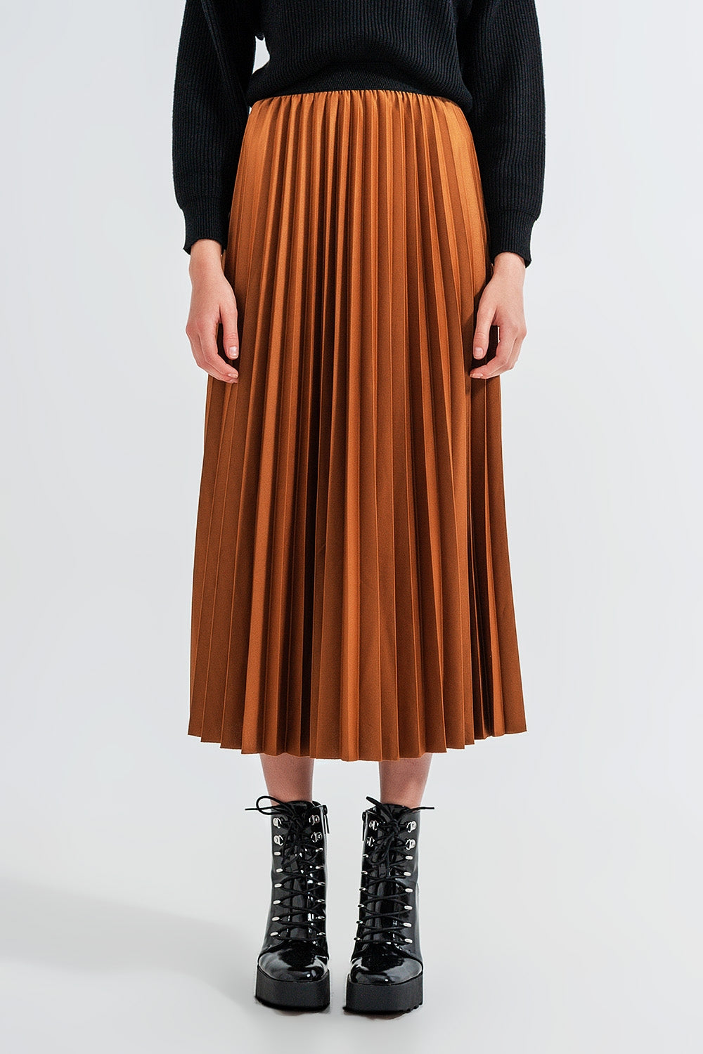 High Shine Pleated Skirt